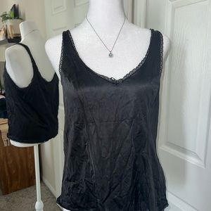 Vintage Vassarette Black Lace Trim Camisole
